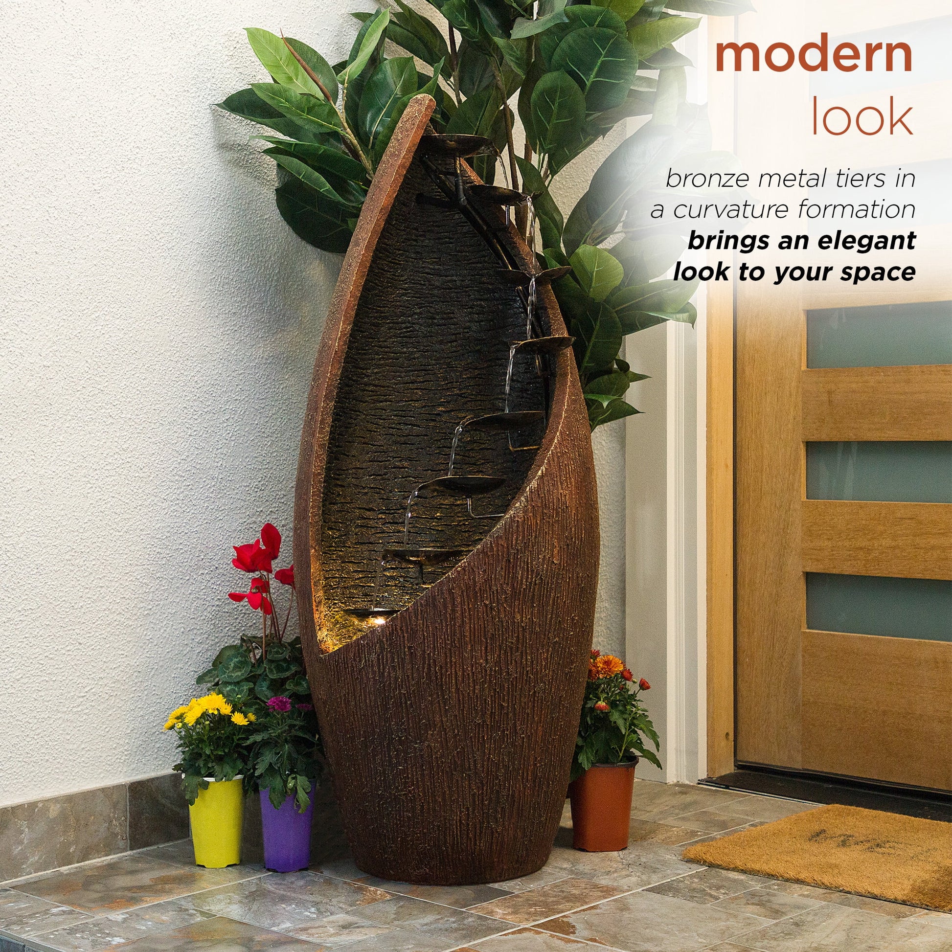 Alpine Corporation 43" Indoor and Outdoor Fiberglass Tiered Fountain
