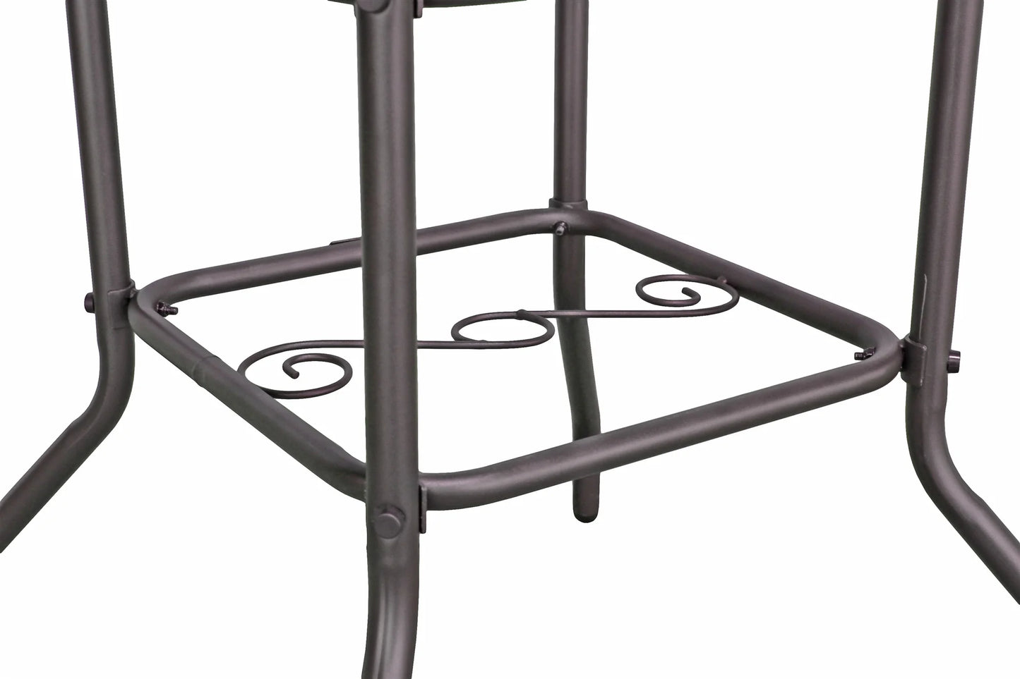 Garden Elements Outdoor Round Patio Dining Table, Steel Base and Rim with Waterwave Glass Top, Brown, 40"