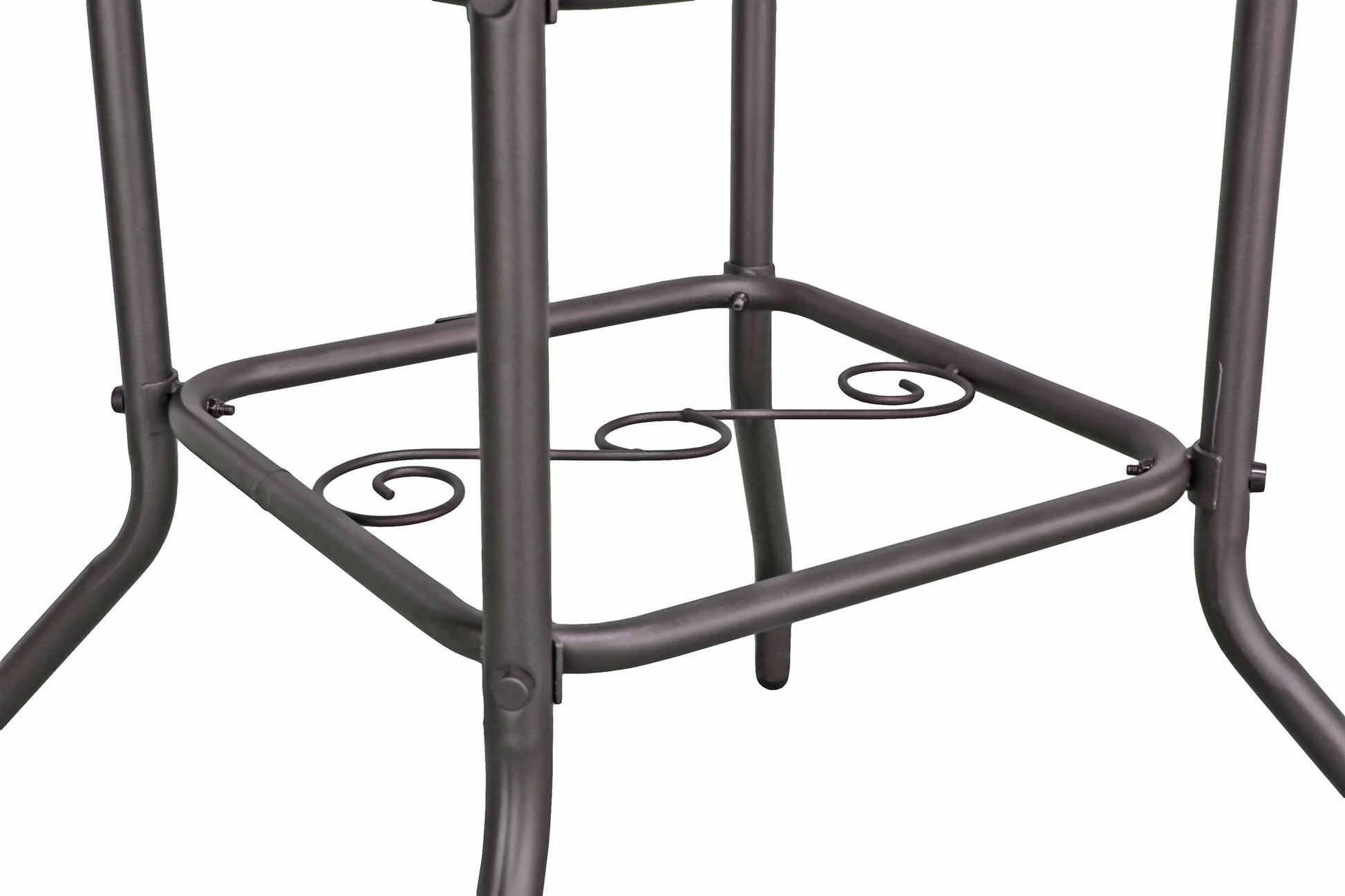 Garden Elements Outdoor Round Patio Dining Table, Steel Base and Rim with Waterwave Glass Top, Brown, 40"
