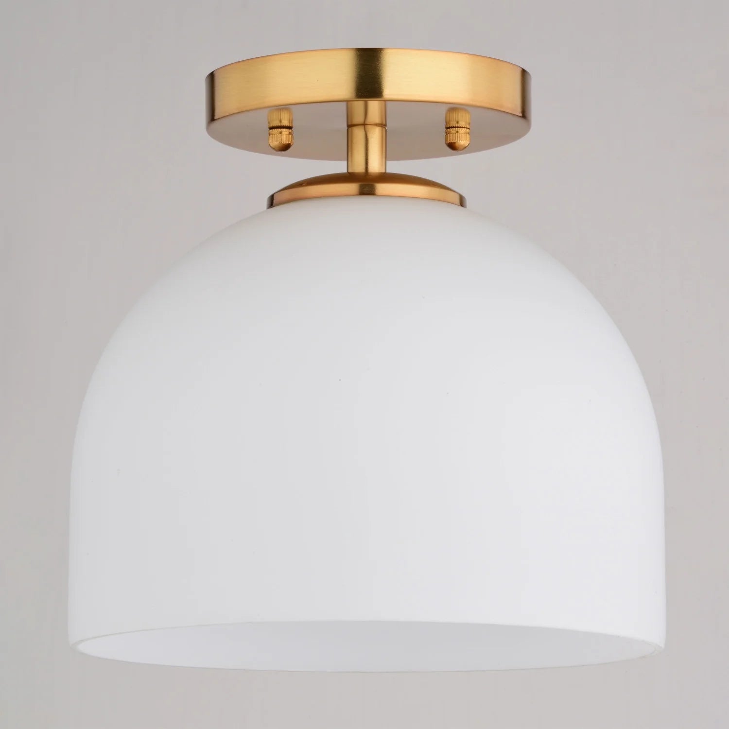 Shelby 9.25-in W Gold Brass Transitional Semi Flush Mount Ceiling Light White Glass
