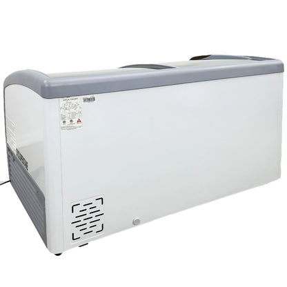 NSF 60 in. W 11.7 Cu. ft. Commercial Freezer, Curved Glass Door Display Chest Freezer in White