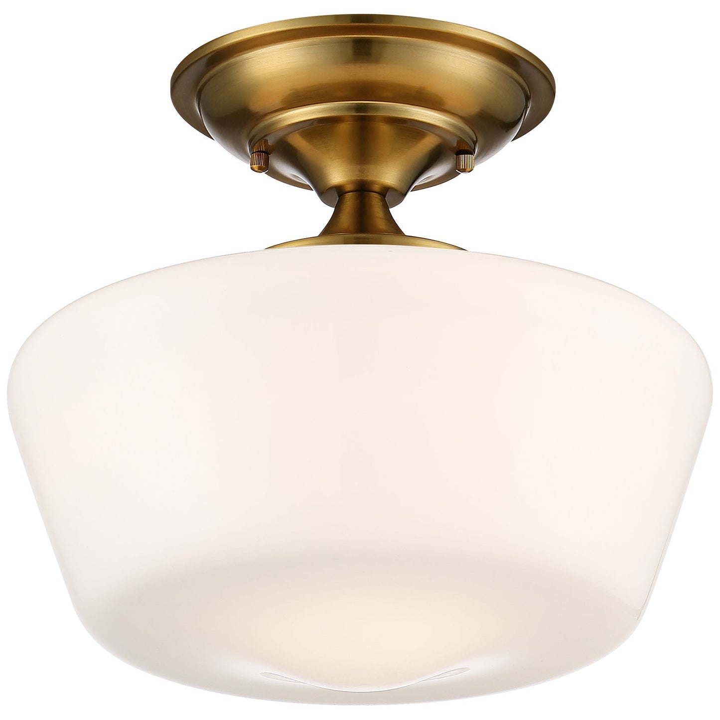 Regency Hill Rustic Farmhouse Ceiling Light Semi Flush Mount Fixture 12" Wide Soft Gold Opal White Glass for Bedroom Kitchen Living Room Hallway House