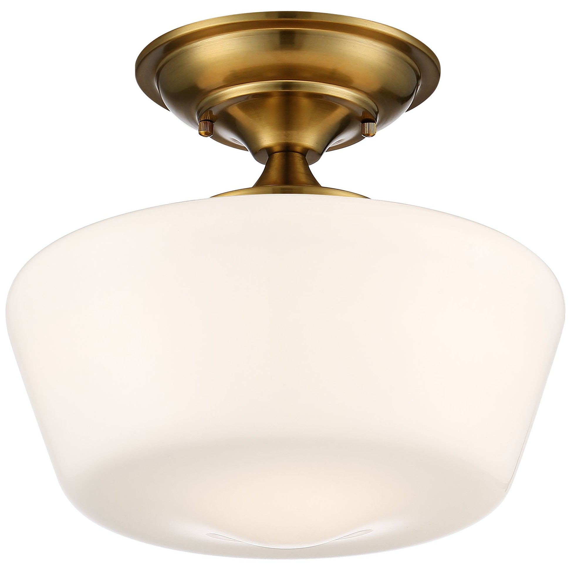 Regency Hill Rustic Farmhouse Ceiling Light Semi Flush Mount Fixture 12" Wide Soft Gold Opal White Glass for Bedroom Kitchen Living Room Hallway House