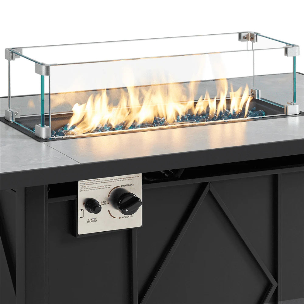 SmileMart 23.5" L x 7.5" W Rectangle Tempered Glass Wind Guard for Fire Pit Table, Clear