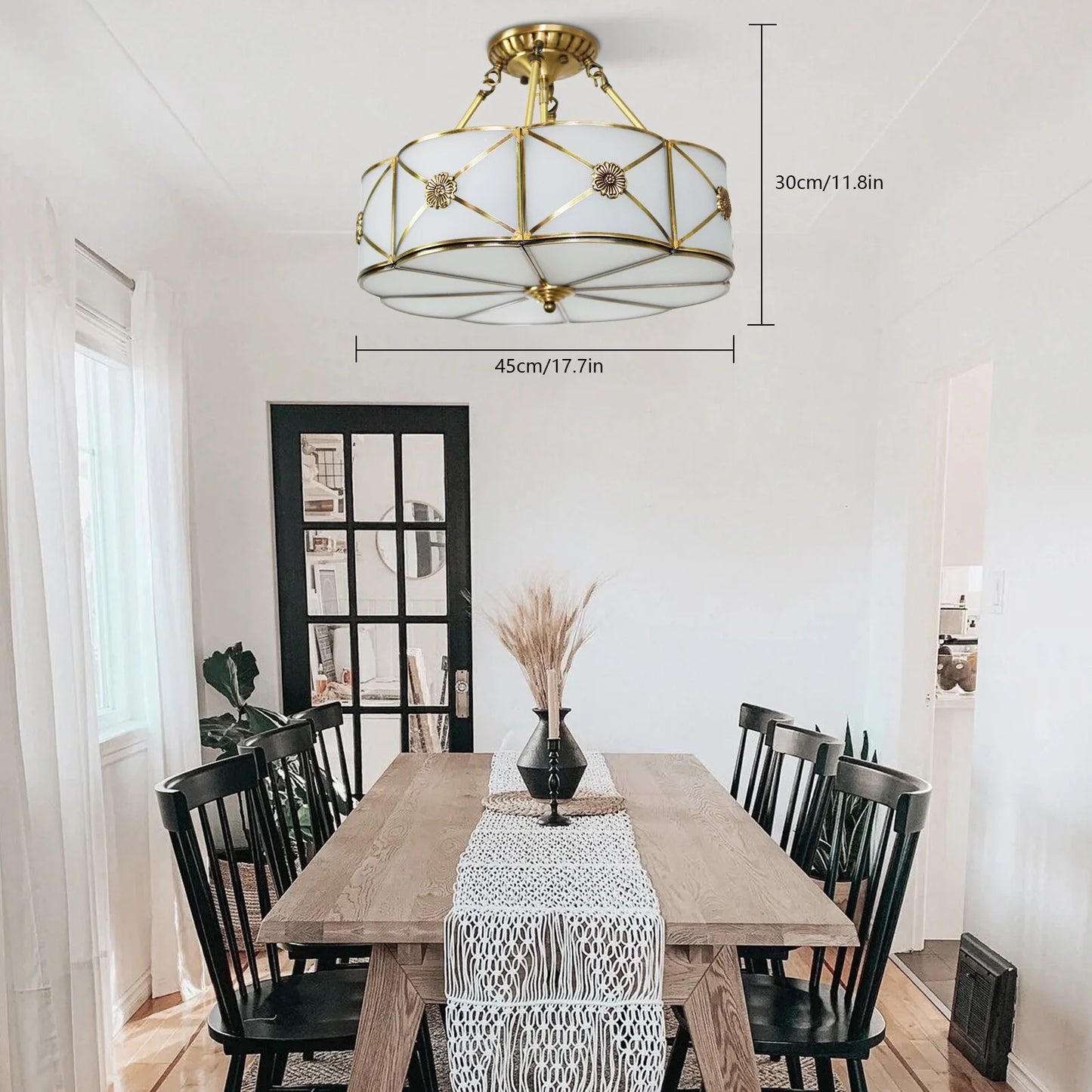 Miumaeov Vintage Ceiling Light Flush Mount Chandelier Stained Glass Pendant Lamp Fixture 110-220V