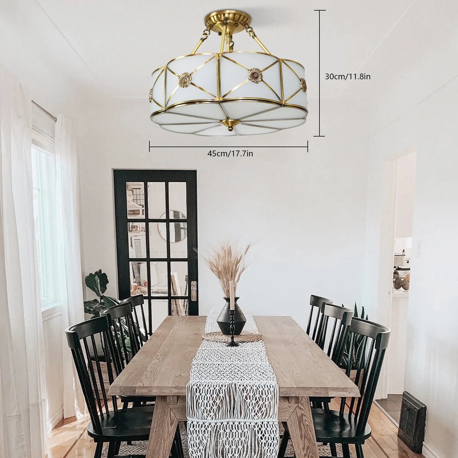 Miumaeov Vintage Ceiling Light Flush Mount Chandelier Stained Glass Pendant Lamp Fixture 110-220V