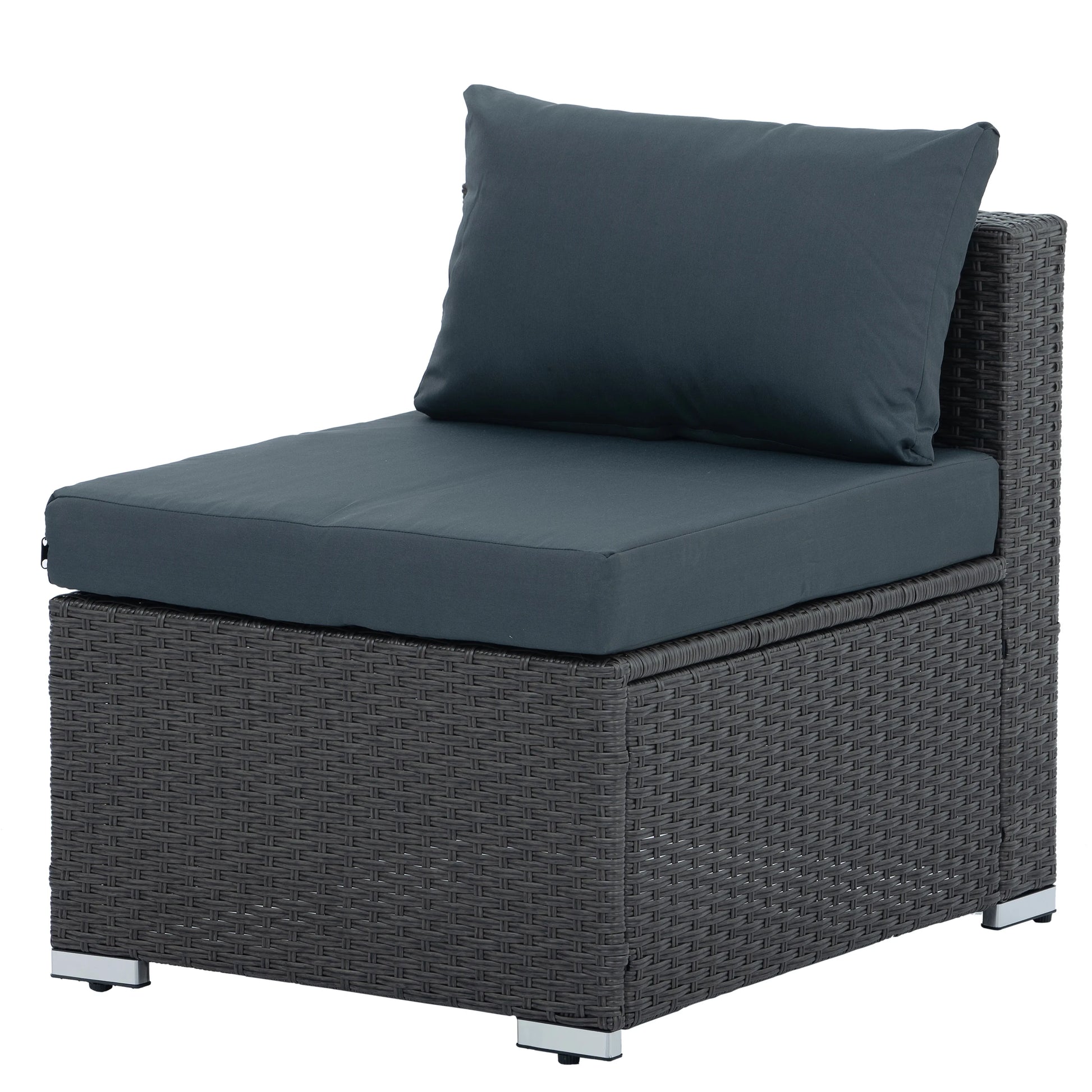 7 Pieces Outdoor Patio Furniture Set, Outdoor Sectional Rattan Sofa, PE Manual Weaving Wicker Patio Conversation Set with Cushion, Glass Table, Pillow, Dark Gray