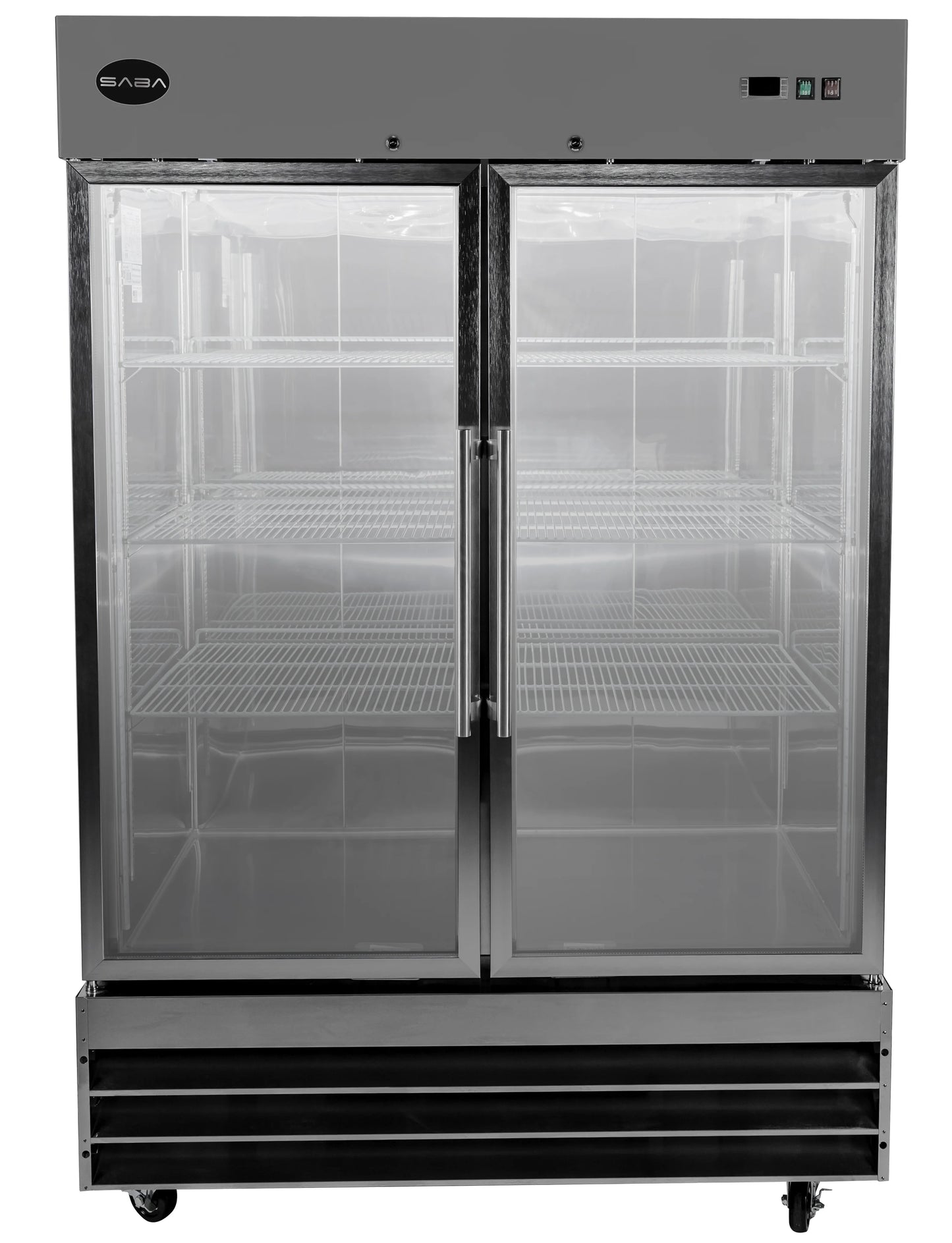 Heavy Duty Commercial 47 cu ft Stainless Steel Glass Door Reach-In Freezer (2 Door)