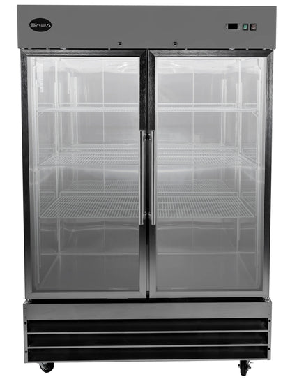 Heavy Duty Commercial 47 cu ft Stainless Steel Glass Door Reach-In Freezer (2 Door)
