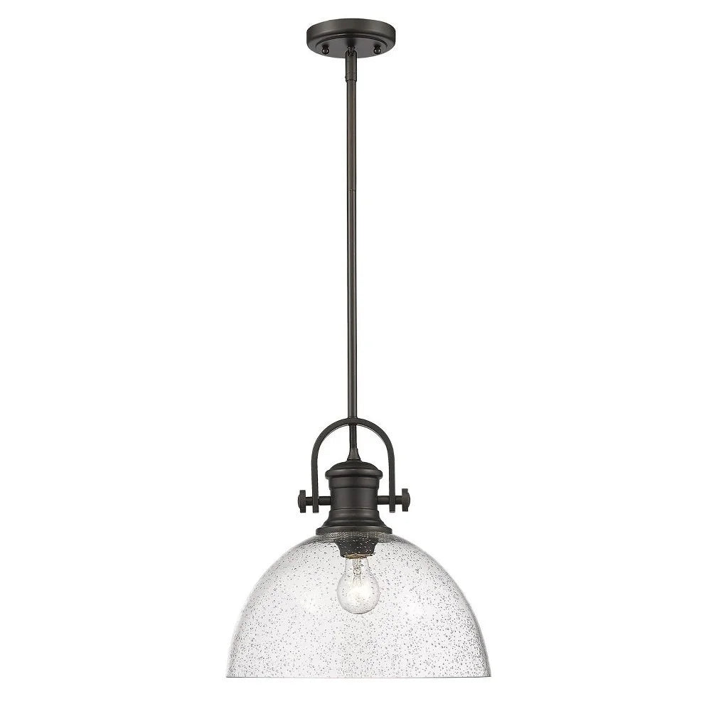 Hines 1 Light Pendant in Chrome with Seeded Glass