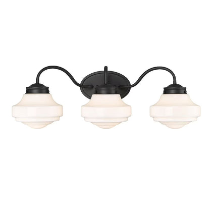Ingalls 3-Light Vanity Light in Matte Black with Vintage Milk Glass