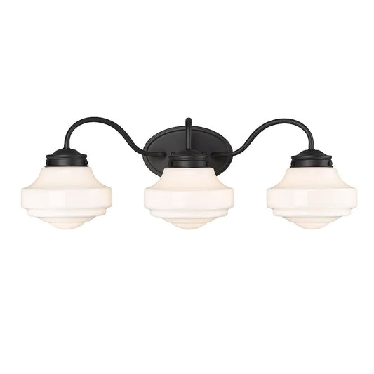 Ingalls 3-Light Vanity Light in Matte Black with Vintage Milk Glass