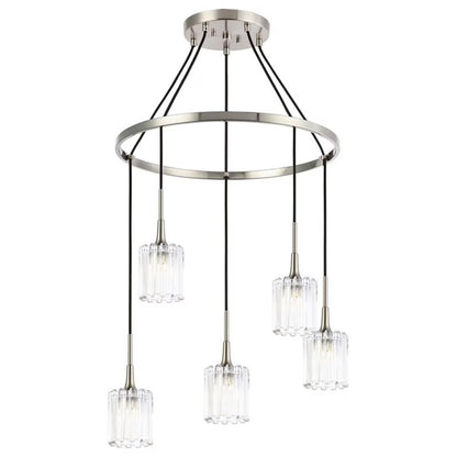 Woodbridge Lighting Regent Park 5Lt Glass Chandelier in Satin Nickel/Swizzle