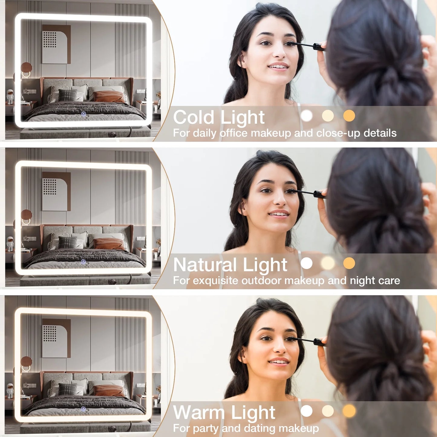 Hommpa Vanity Desk, Makeup Vanity with LED Lighted Mirror Vanity with Glass Top Drawers Vanity Table with Charging Station for Girls Bedroom Large Storage Cabinet Shelves, White