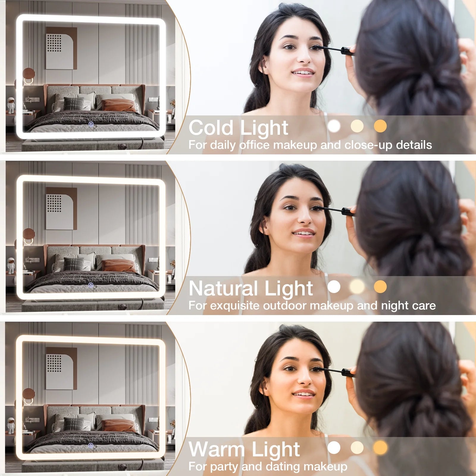 Hommpa Vanity Desk, Makeup Vanity with LED Lighted Mirror Vanity with Glass Top Drawers Vanity Table with Charging Station for Girls Bedroom Large Storage Cabinet Shelves, White