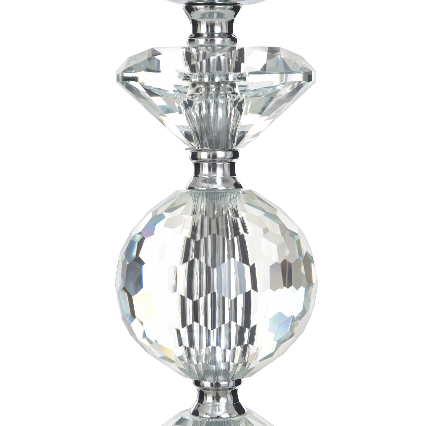 Chrome Finish Crystal Glass Pillar Candleholders, Set of 3