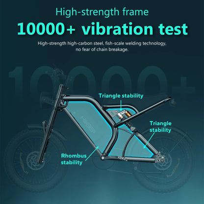 HiKeep 1500W Peak Electric Bike, 20" Fat Tire Ebike, 48V 15Ah Battery, E-Mountain Bike, w/Bag, Pump & Glasses