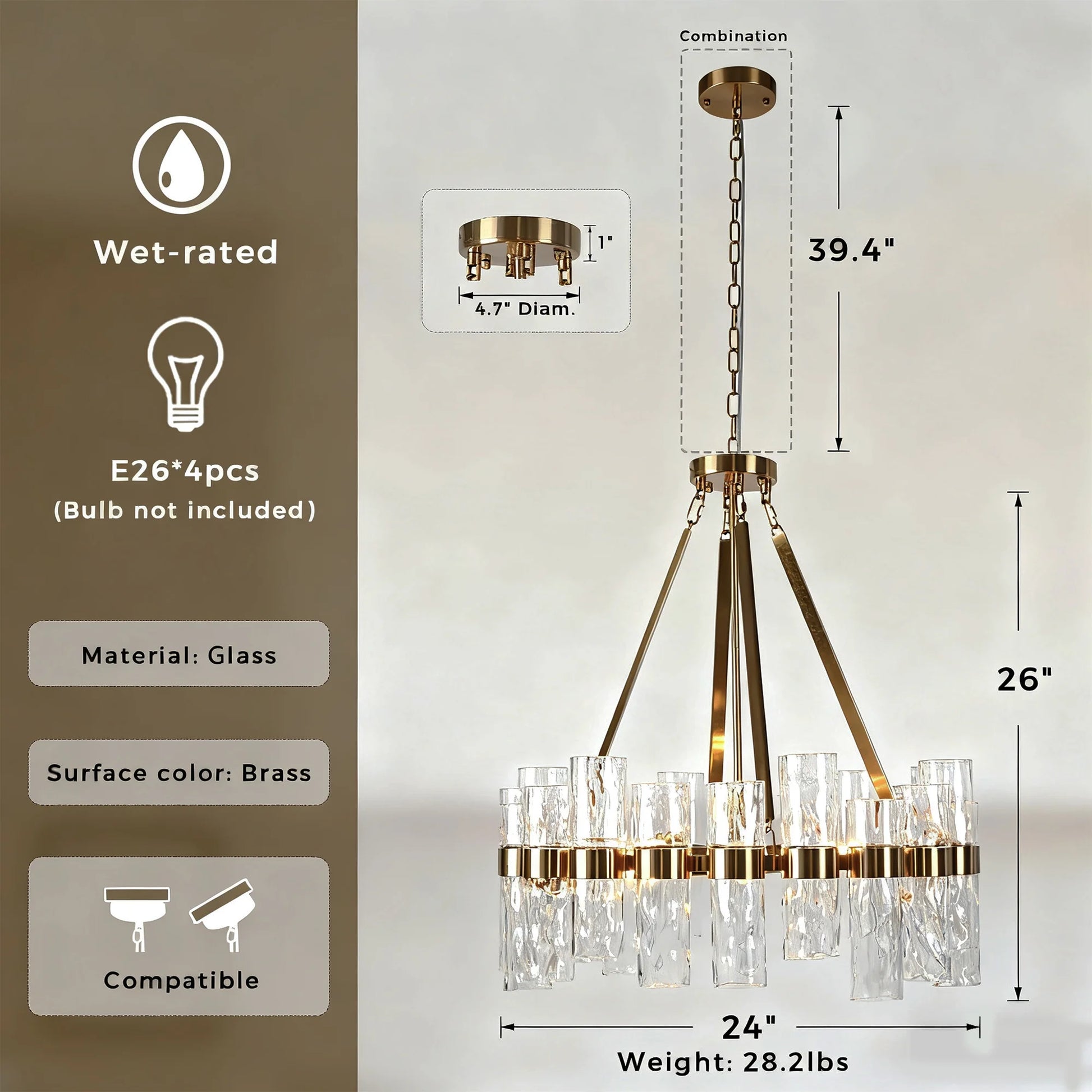 Industrial Style Recycled Tube Glass Chandelier , Dinning Room Chandelier , Living Room Chandlier