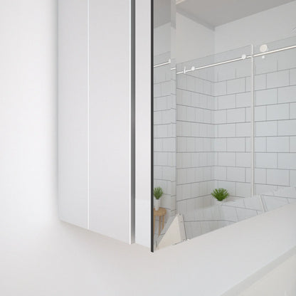 Taimei 48" W x 36" H x 4°?D Aluminum Medicine Cabinet with Three(3) Frameless Beveled Mirror Doors, Interior Mirrors,Color Satin, Adjustable 3 Glass Shelves, Soft Closure. By: FOCA US