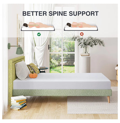 Green Tea Memory Foam Mattress 6 Inch Twin Size - Certified Fiberglass Free Kids Bunk Bed Mattress in a Box, 38x75