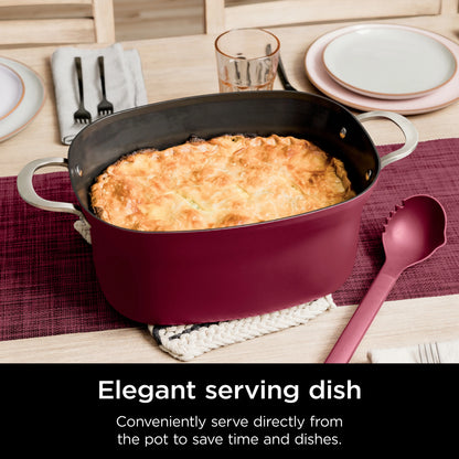 Ninja Foodi Possible Cooker, 8.5 Quart, 6-in-1 Multi-Cooker, Slow Cooker, Steamer, Glass Lid Integrated Cooking Utensil, Nonstick, Oven Safe Pot to 500° F, Cherry Tarte, MC1000WM