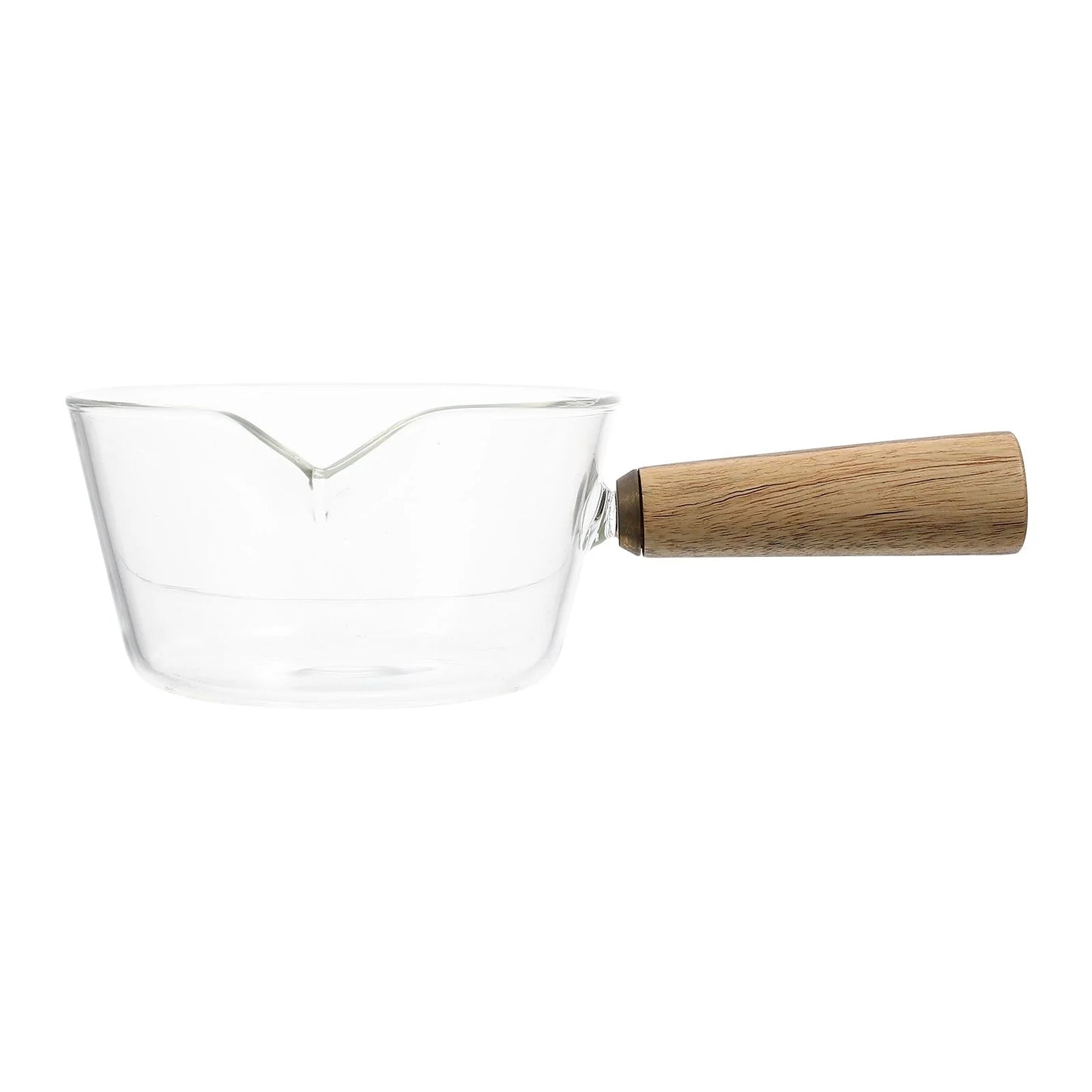 Rosarivae Heat-resistant Glass Pot Multi-function Stockpot Wooden Handle Milk Boiling Pot for Home