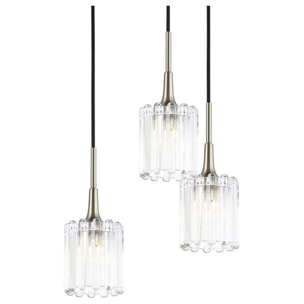 Woodbridge Lighting Regent Park 5Lt Glass Chandelier in Satin Nickel/Swizzle