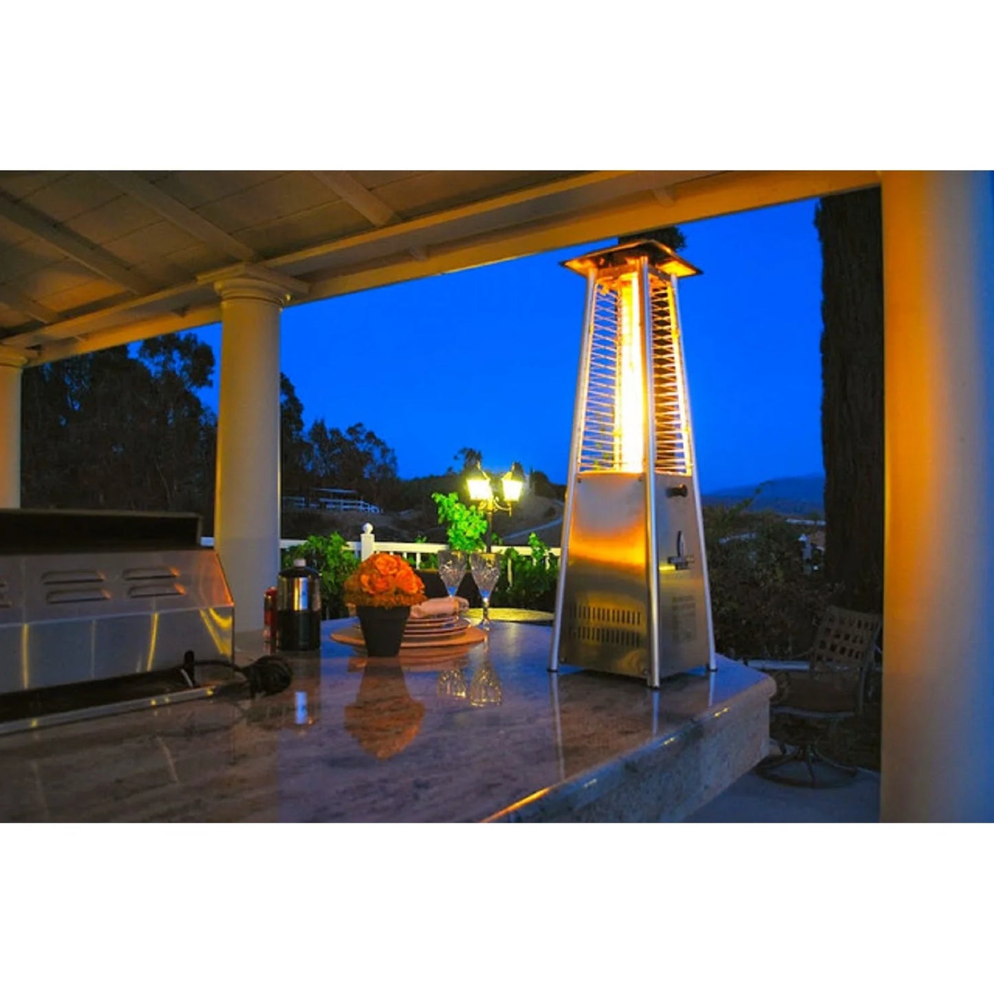 AZ Patio Heaters Tabletop Quartz Glass Tube Liquid Propane heater, Stainless