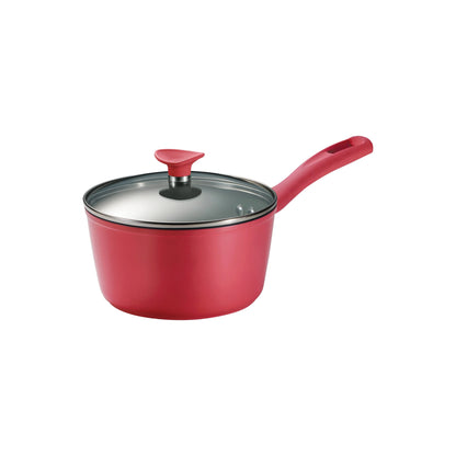 Tramontina Solara 14-Piece Aluminum Ceramic Nonstick Cookware Set with Utensils & Glass Lids, Induction-Ready, Oven & Dishwasher Safe - Red