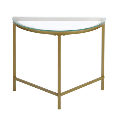 Homy Casa Glass Gold Coffee Table 2-Piece Table Set, Round Glass Nesting Table with Gold Frame for Living Room