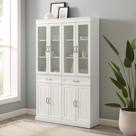 Crosley Brands Stanton 2Pc Glass Door Pantry Set White - 2 Pantries