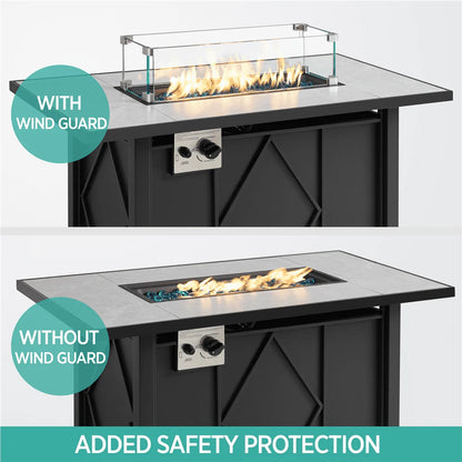 SmileMart 23.5" L x 7.5" W Rectangle Tempered Glass Wind Guard for Fire Pit Table, Clear