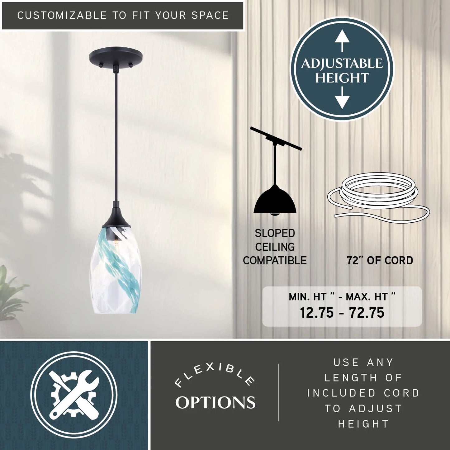 Milano Bronze Mini Pendant Ceiling Light Blue Glass