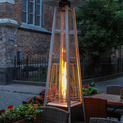 Nuu Garden Pyramid Patio Heater with Wheels, 48,000 BTU Outdoor Heaters for Outside Use, Quartz Glass Tube Propane Heater, Black