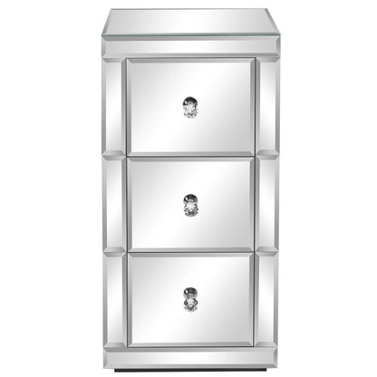 Zimtown Mirrored Glass 3-Drawers Nightstand Bedside Table Storage Bedroom