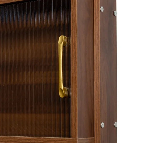 Kitchen Pantry Storage Cabinet with Hutch 25 inch Wide Tall Freestanding Food Kitchen Cabinet Pantry Cupboard with Reeded Glass Doors, Pegboard, Countertop Farmhouse 25 W x 71 H x 16 D Inch