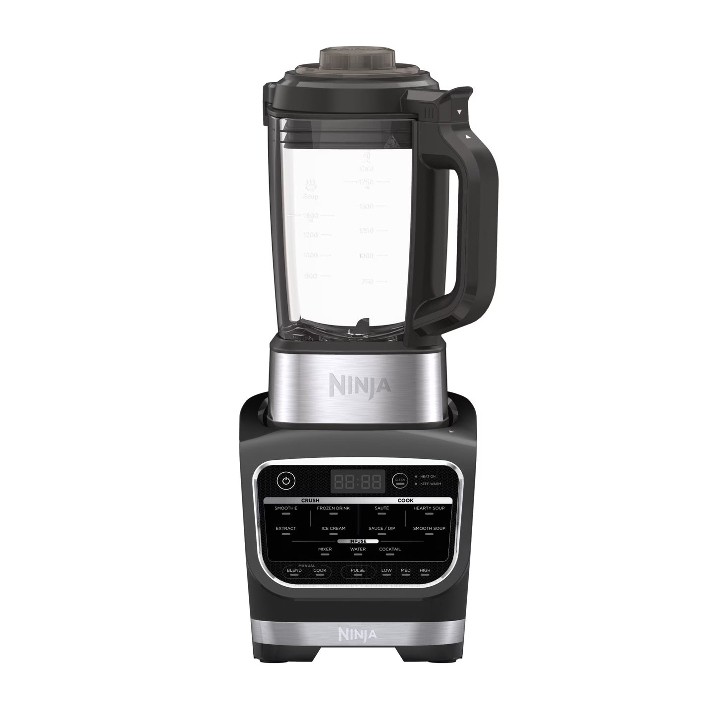 Ninja Foody Cold & Hot Cook Hot Soups, Sauces and Dips Blender with 1400 Peak Watts to Crush Frozen Drinks & Smoothies Nonstick Glass Pitcher (HB152), 64 oz, Black