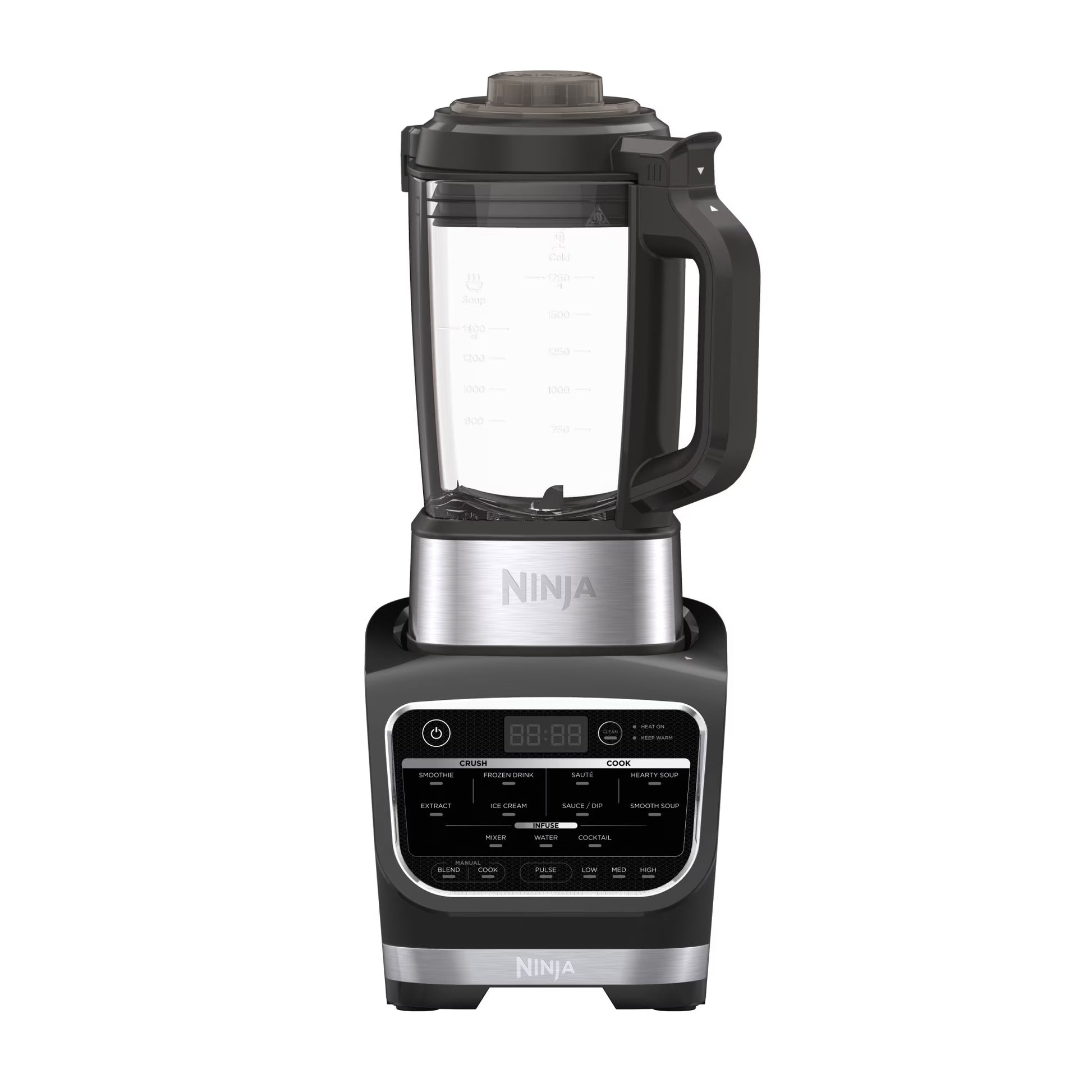 Ninja Foody Cold & Hot Cook Hot Soups, Sauces and Dips Blender with 1400 Peak Watts to Crush Frozen Drinks & Smoothies Nonstick Glass Pitcher (HB152), 64 oz, Black