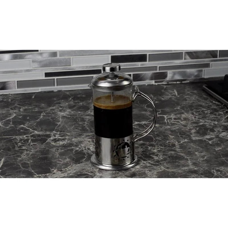 Single Serve French Press Coffee Maker - 12 oz Mini Stainless Steel & Glass Brewer for 1 Cup, Portable & Affordable Manual Coffee Press with Fine Mesh Filter for Home, Travel, or Camping