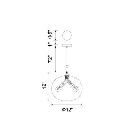 CWI Lighting Glass 1 Light Down Metal Mini Pendant in Black/Amber