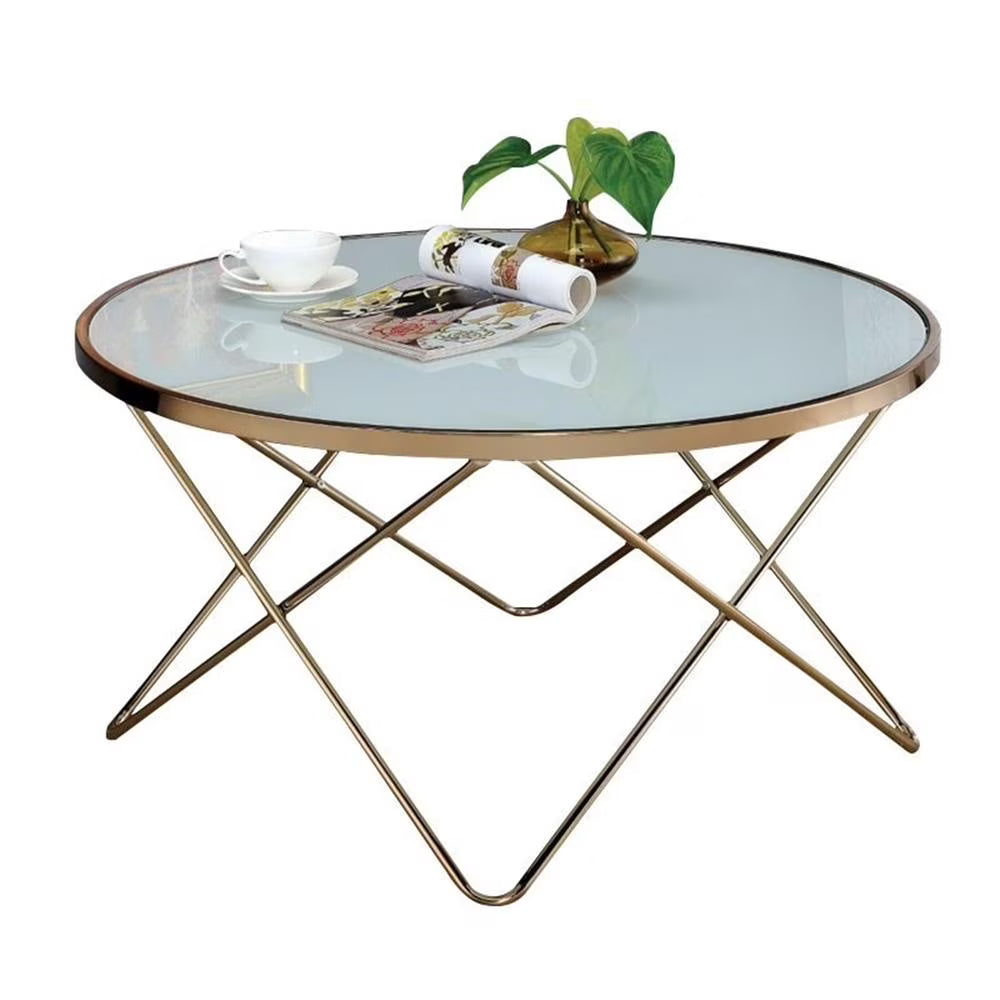 Bowery Hill Coffee Table in Frosted Glass and Champagne