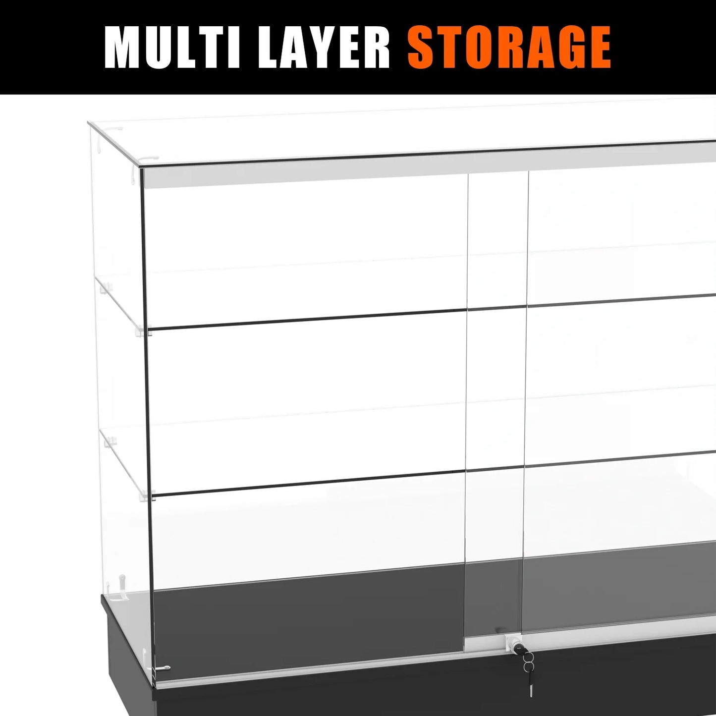 48" W x 18" D x 38" H - White Full Vision Retail Display Case, Tempered Glass Display Cabinet with Glass Shelves and Lock, Storage Cabinets for Retail and Collectible Display