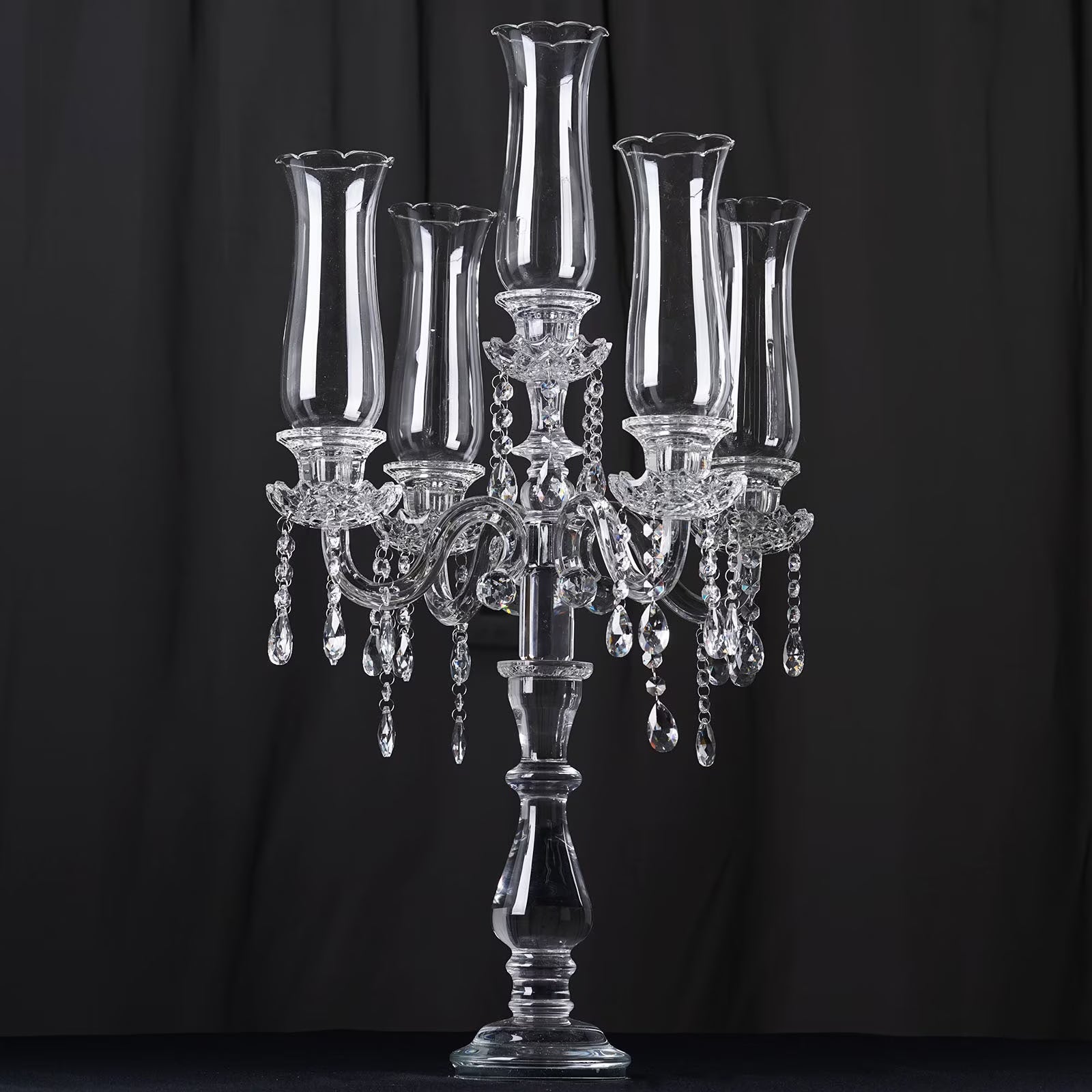 Efavormart 32" Tall 5 Arm PREMIUM Hurricane Taper Crystal Glass Candle Holder Candle Holder Wedding Centerpiece