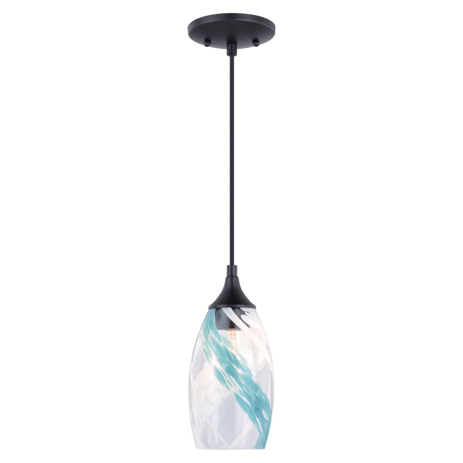 Milano Bronze Mini Pendant Ceiling Light Blue Glass
