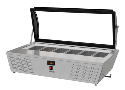45 in. Countertop Ice Cream Display Freezer with Curved Glass Top and 6 Pans