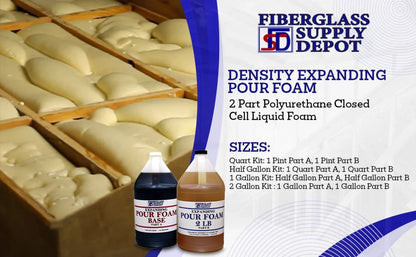 Fiberglass Supply Depot 2 Lb. Density Expanding Foam Kit: 2 Part Closed Cell Polyurethane Liquid Foam for Boat and Dock Flotation, Insulation, Soundproofing and Filling Voids - 2 Gallon Kit