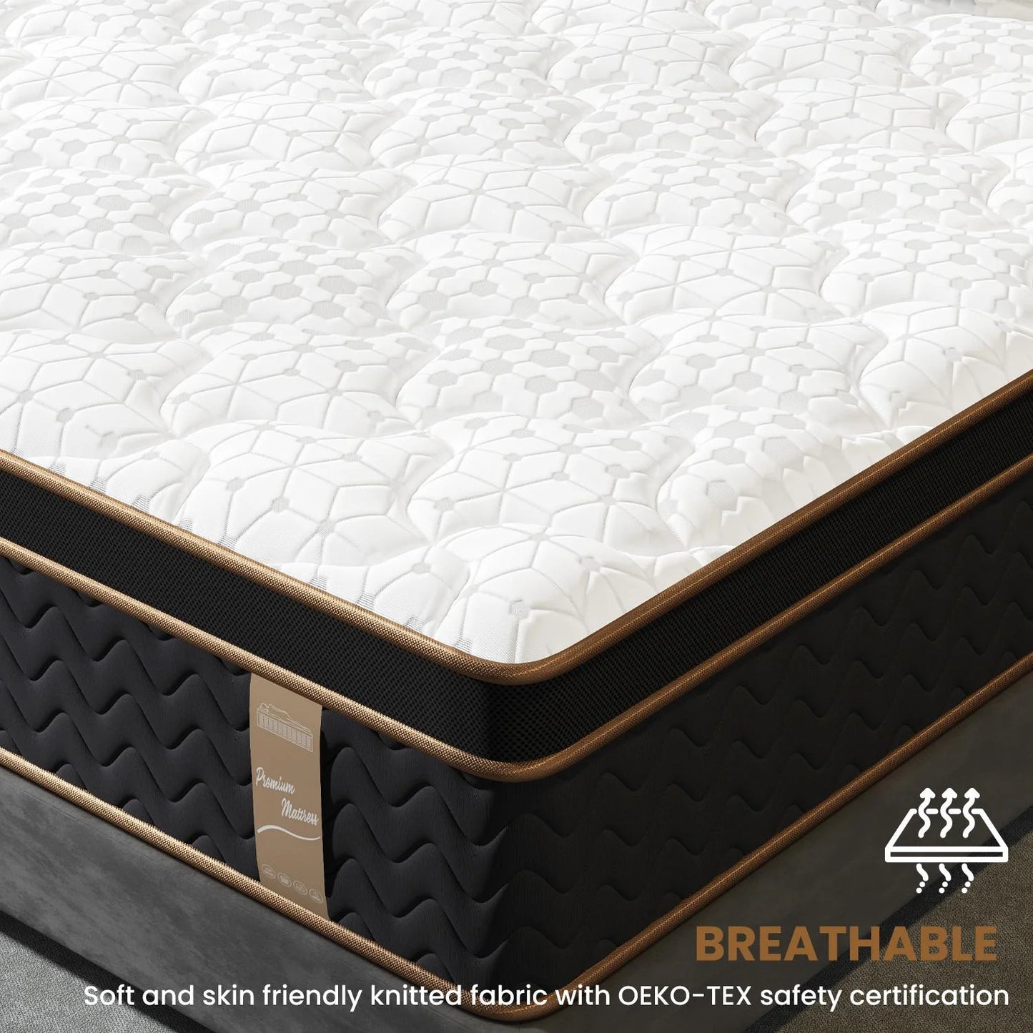 CoSoTower King Mattress, 10 Inch Plush Mattresses with Memory Foam, Fiberglass-Free Mattress in A Box, Individual Pocket Spring-Motion Isolation-Edge Support,Certipur-US Certified