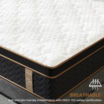 CoSoTower King Mattress, 10 Inch Plush Mattresses with Memory Foam, Fiberglass-Free Mattress in A Box, Individual Pocket Spring-Motion Isolation-Edge Support,Certipur-US Certified