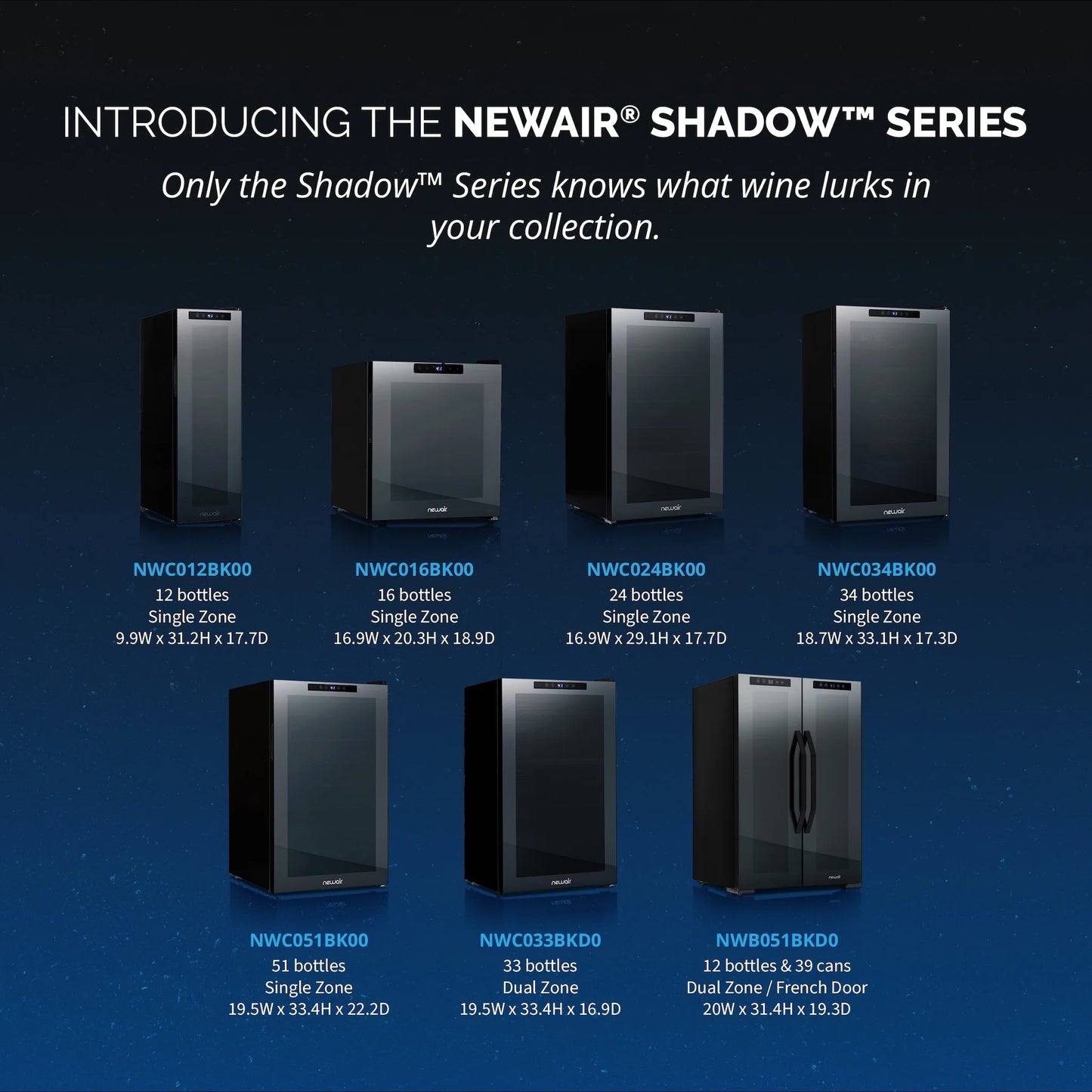 Newair Shadow Series Wine Cooler Refrigerator 24 Bottle, Freestanding Mirrored Wine Fridge with Double-Layer Tempered Glass Door & Compressor Cooling for Reds, Whites, and Sparkling Wine