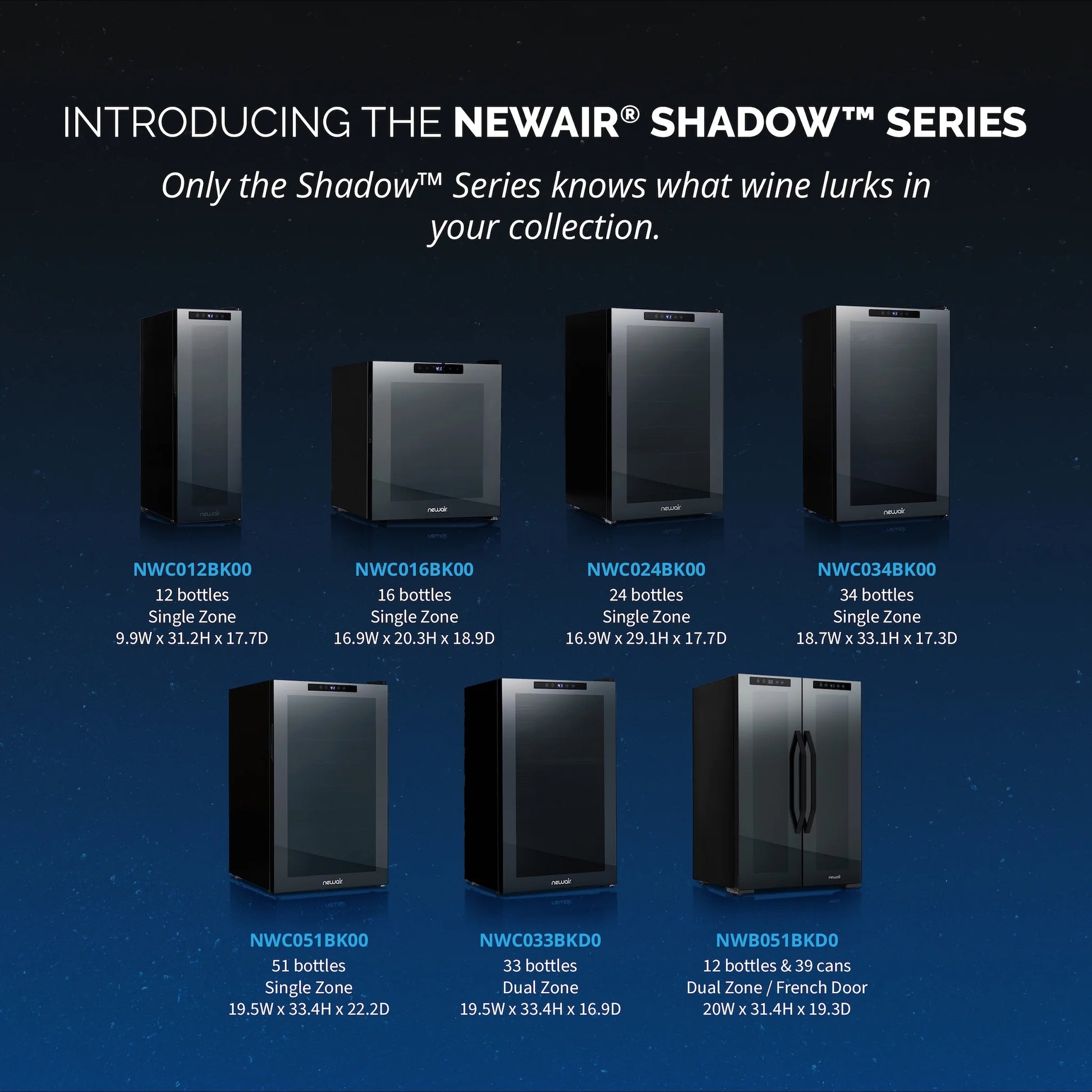 Newair Shadow Series Wine Cooler Refrigerator 24 Bottle, Freestanding Mirrored Wine Fridge with Double-Layer Tempered Glass Door & Compressor Cooling for Reds, Whites, and Sparkling Wine